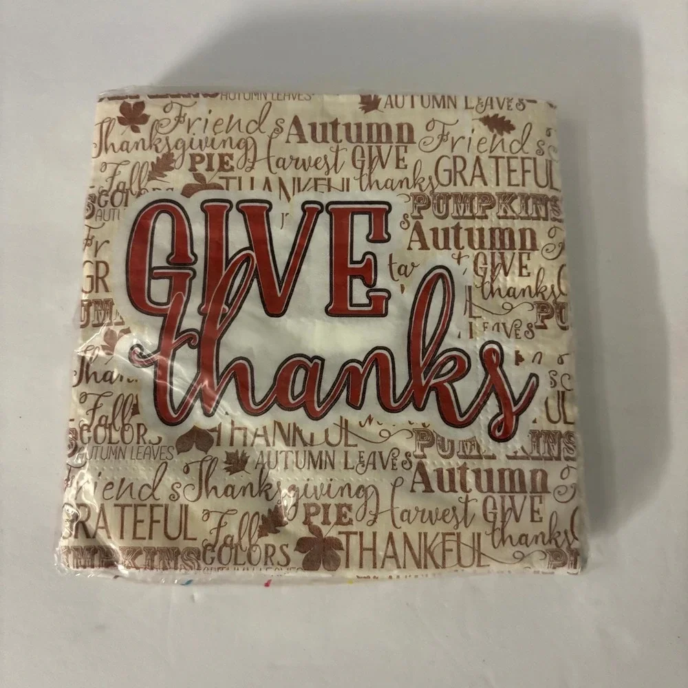 Cypress Home Thanksgiving Napkins 64ct Give Thanks Pumpkin Fall Harvest